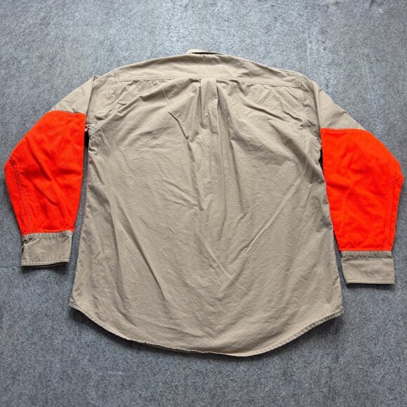 Cabela's Shooting Shirt Men M Beige Hunting Orange Reflective Long Sleeve - Picture 6 of 13